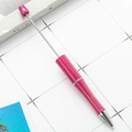 DIY plastic beaded ballpoint pen featuring pink glitter finish and metallic accents - Dark Rose Red