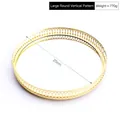 Nordic gold round metal mirror tray with vertical hollow patterns and 25cm diameter - Vertical Pattern Round / Large / Gold