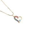 Gold box chain necklace featuring a rainbow crystal and blue enamel evil eye heart pendant - Rainbow Evil Eye