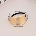 Golden textured metal bow hair tie with high elastic band and dimension details - #13-Textured C-Shape
