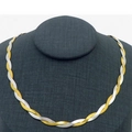 Collar de cadena de serpiente plana con diseño trenzado bicolor en oro y plata - Collar Bicolor de 2 Hebras 40cm