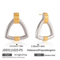 Minimalist geometric triangle earrings in silver and gold-tone stainless steel finish - Two-Tone Hollow Triangle Style (JDE0111023-PS)
