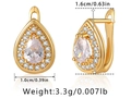 Detailed dimensions of gold teardrop earrings with sparkling white cubic zirconia - Teardrop Zirconia Pendant / Gold with White Zirconia