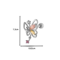 Silver bow and key stud earring with pink and yellow zircons measuring 1.3cm in height - 9# Silver (Butterfly Key Style)