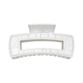 Square hair claw clip in creamy white marble pattern for high ponytail styling - 10.5cm White Crackle