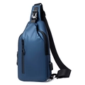 Minimalistische marineblaue Herren-Brusttasche mit USB-Ladeanschluss und wasserfestem Stoff - Blau