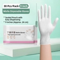 30-pack white disposable nitrile gloves 9-inch durable gloves for kitchen cleaning - 30 Pieces Size M 9 Inches White