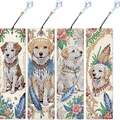 Set di 4 segnalibri per pittura a diamante fai-da-te con motivi di cani e cristalli - Stile Cane da Compagnia Boho (SQ-144) / 4 Pezzi/Set (Materiali Opzionali)