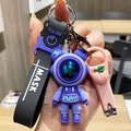 Purple astronaut bear keychain with black strap and pink peach nail clipper accessory - Large Lightning Bear--Purple
