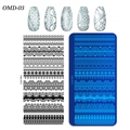 Rectangle nail stamping plate OMD-03 with lace patterns and mandala nail art design - OM-D03 Mandala Lace Pattern (OM-D03)