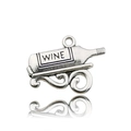 Silver wine bottle pendant charm with WINE engraving for DIY jewelry accessories - 10559-Antique Silver Detailed Wine Bottle