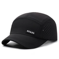 Breathable black short brim 5-panel baseball cap for outdoor sports and summer sun protection - Adjustable / Black