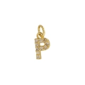 Gold plated letter P pendant with sparkling cubic zirconia inlay for DIY necklaces - Letter P