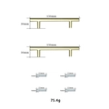Golden T-bar cabinet handles set 150mm with brushed finish and mounting screws - Medium Tray Handles Pair (Gold) / Gold
