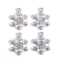 Detailed view of silver snowflake pendants with zircon stones and hanging loops - Silver Micro Rhinestone Snowflake (Pack of 4)