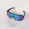 Kids outdoor sports sunglasses with matte black frame and purple-blue mirrored lens - Black Frame Green Mirror Lens