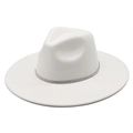 White wide brim fedora hat with sparkling rhinestone band on a clean white background - M (56-58cm) / Cream