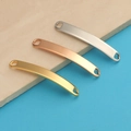 Polished stainless steel curved bar connectors in gold, rose gold, and silver finishes - Double Hole Curved Long Bar (MP732) / 39.5x6mm / Steel