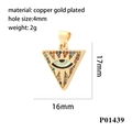 Detailed view of 17mm gold plated copper star pendant with colorful zircon stones - P01439/Triangle/Blue Eye