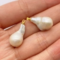 Baroque irregular long drop natural pearls with gold ring connectors for jewelry - Freshwater Pearl