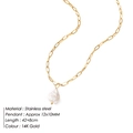 Collar en Y de acero inoxidable en oro de 14K con perla de agua dulce irregular - Dorado