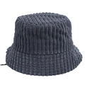 Primer plano del sombrero de pana gris oscuro con textura de costillas gruesas y estilo - M (56-58cm) / Gris