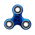 Detailed macro of blue metallic triple fidget spinner with ABEC-7 608ZZ bearings - Electroplated Blue 4-Bearing Model
