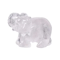 Handcrafted transparent natural crystal elephant figurine with internal ice crack texture - 1.5 Inch / White Crystal