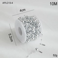 10M silver beaded chain with 3mm and 8mm pearls for Christmas tree and DIY decoration - Silver Fishing Line Round Beads / 10M