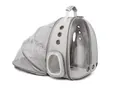Expandable grey pet backpack with transparent window and breathable mesh extension - Gray with White Extension