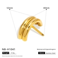 Polished golden stainless steel hair pin accessory measuring 52mm by 40mm wide - Double Tube Curved Style (NB-H1041)
