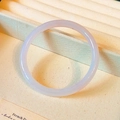 Pale pink purple agate stone bangle bracelet displayed on a premium textured jewelry stand - Thick: Dusty Rose 60mm Diameter Bangle