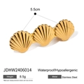 Barrette à cheveux coquillage en acier inoxydable doré, étanche et hypoallergénique - Barrette Style Trois Coquillages (JDHW2406014)
