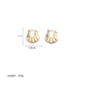Detailed size and weight view of gold irregular textured hoop earrings 2.1cm high - Fan-shaped Pleated Buckle