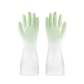 Translucent light green household cleaning gloves with textured palms for dishwashing - S / Morandi Two-color (Green)