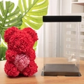 Handmade red rose bear with pink heart and transparent display case for gift - 23CM Bear+Gift Box+Light / Red with Pink Heart
