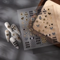 Maillard style houndstooth diamond nail stickers with gold accents and heart patterns - CO-316 Gold Stamping