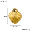 Polished 18k gold heart-shaped stainless steel pendant with radial textured finish - Sunburst Heart Pendant (PJ00411D) / Gold