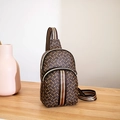 Borsa a tracolla in pelle PU marrone con stampa a ferro di cavallo e tracolla a righe - caffè