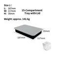 Black 15-compartment silicone ice cube tray with lid, size 187x117x35mm, weighing 142.6g - 15-Grid Square (With Lid) / Black
