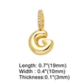 Detailed view of golden letter G heart pendant with crystal buckle and measurements - Gold - Letter G