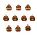 Détail de 10 pendentifs burger en alliage émaillé créatifs pour bijoux DIY et porte-clés - Lot de 10 / Burger