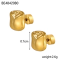 Macro detail of golden rose stud earrings showing 0.7cm height and 2.6g weight - Rose Shape (BE48420B0)