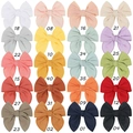 Handmade linen bow hair clips set for girls in 20 assorted colors for daily styling - 20-Color Random Mix
