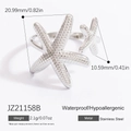 Anello stella marina in acciaio inossidabile argento con specifiche e dimensioni - Stile stella marina singola / Argento/Design stella marina(JZ21158B)