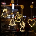 Warm white LED Christmas window suction lights in bell tree snowman and angel shapes - Set 8 - 5 Styles