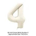 40-inch cream white number 4 foil balloon for birthday party decorations, 75x112cm size - 40 Inch Number 4 / Cream White