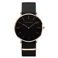 Hannah Martin quartz watch with rose gold case and black mesh strap for women - Rose Gold Case Black Fabric Strap