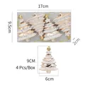 Set of 4 beige glitter Christmas tree hanging ornaments with gold string accents - Set of 4 / Champagne Gold