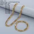 Guida alle taglie dettagliata per collane e bracciali a catena cubana oro 7mm - Catena a Maglie Lunghe con Motivo 3:1 (Oro) / Collana 50cm+Bracciale 20cm